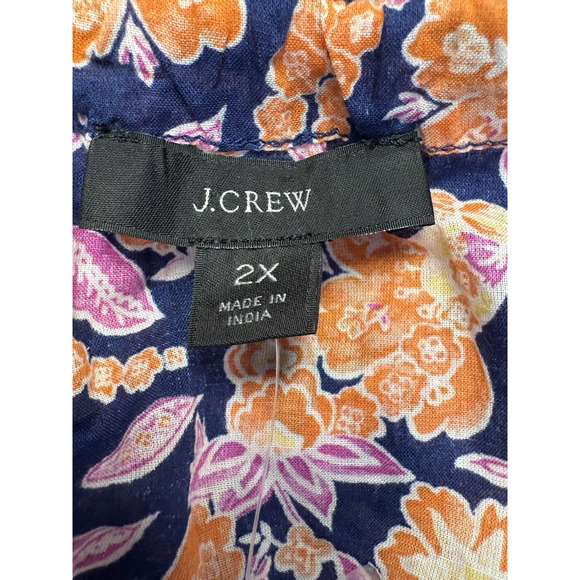 J. Crew Womens 2X Cotton‎ Voile Beach Dress Button Painted Block Print - Picture 3 of 10